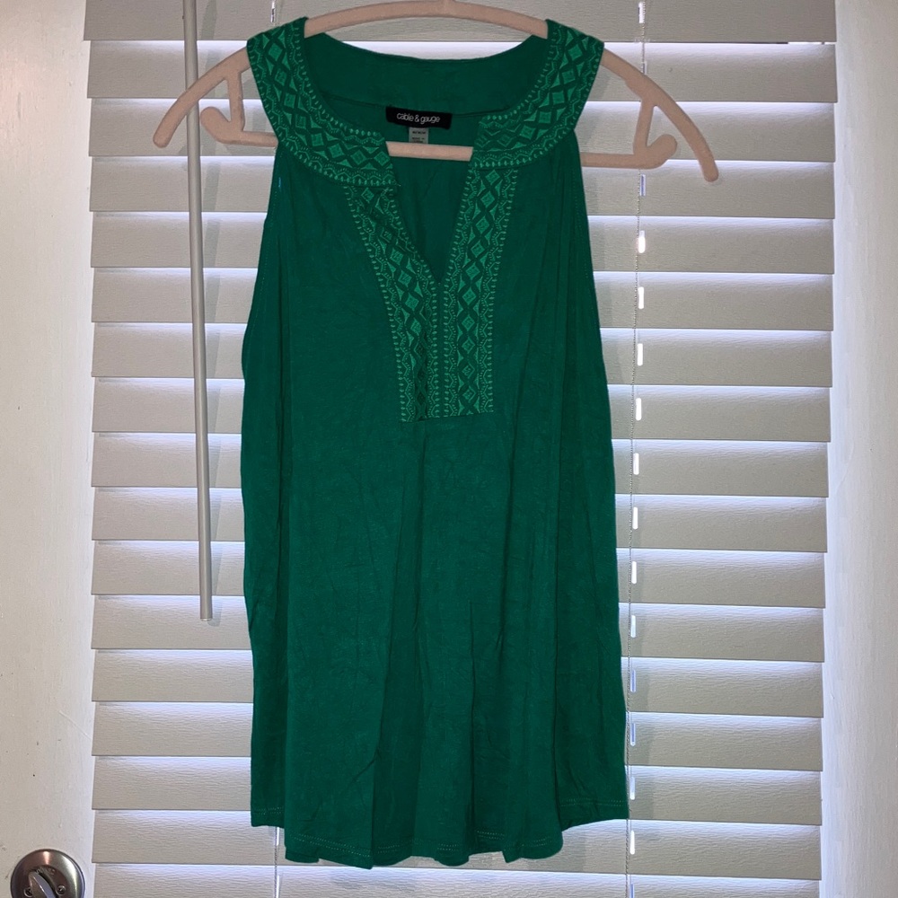 Cable & Gauge Green Embroidered Blouse